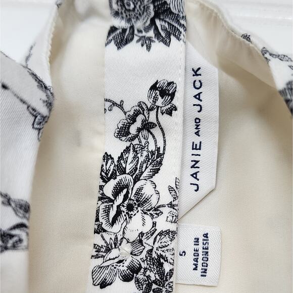 Janie and Jack Cream and Sugar Floral Toile Bow Dress - Picture 2 of 8